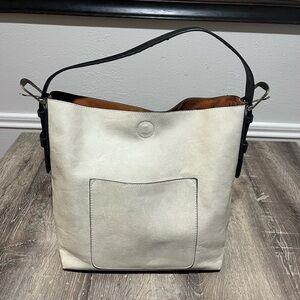 Joy Susan Classic Hobo Vegan Leather Shoulder Bag Off White Womens